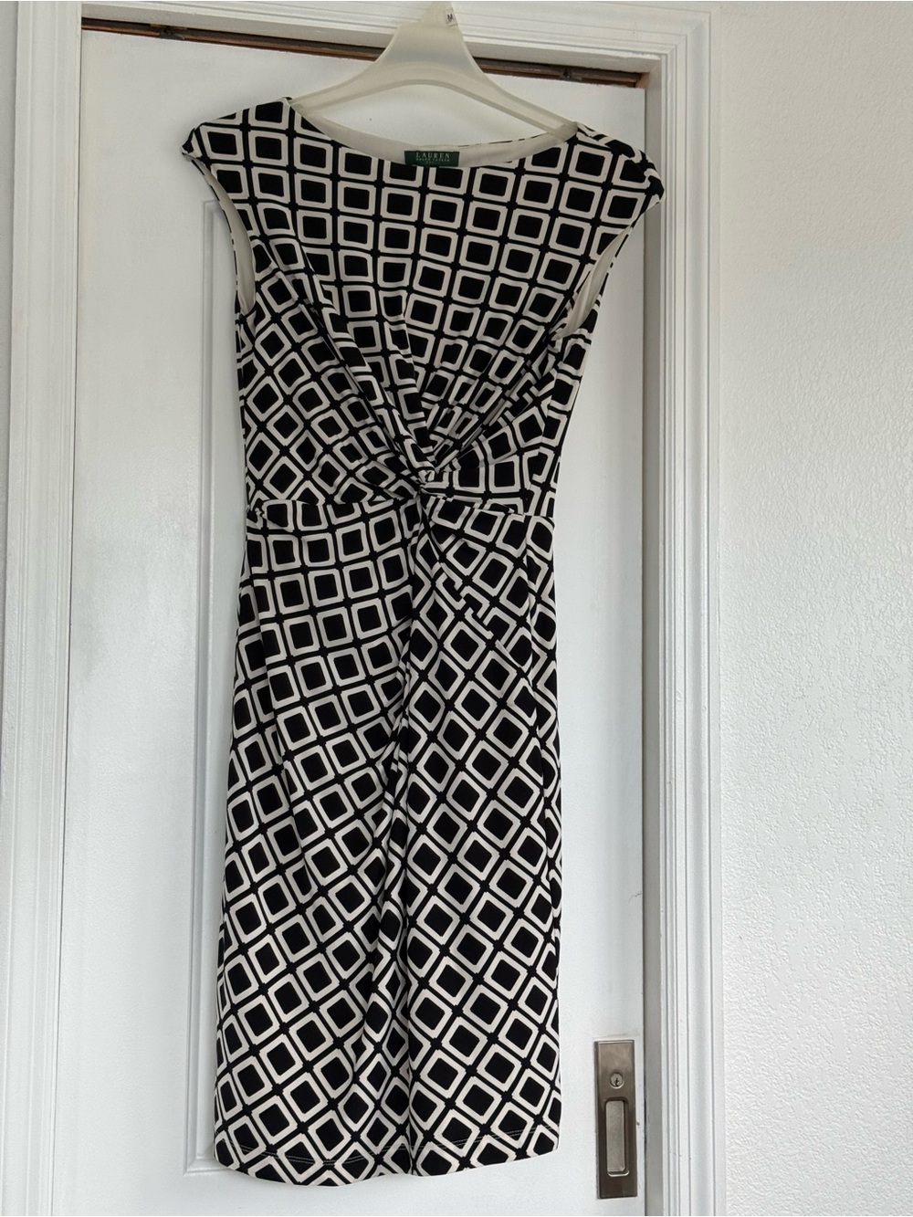 Lauren Ralph Lauren Black and White Geometric Midi Dress